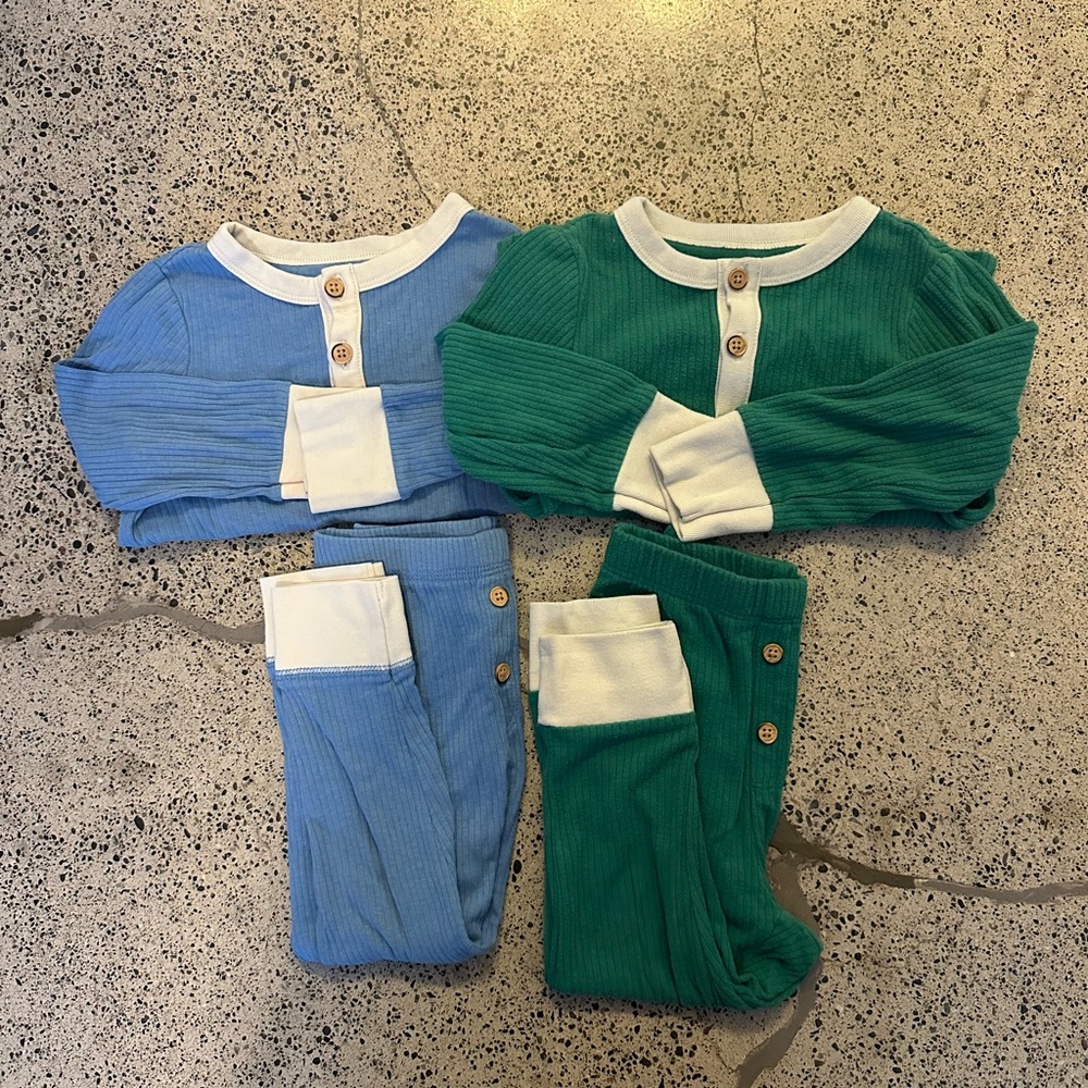 Cat & Jack Blue/White and Green/White Baby/Toddler matching sets (2)